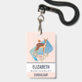 Badge Belle Doe Brown avec points blancs (Dos avec cordon)