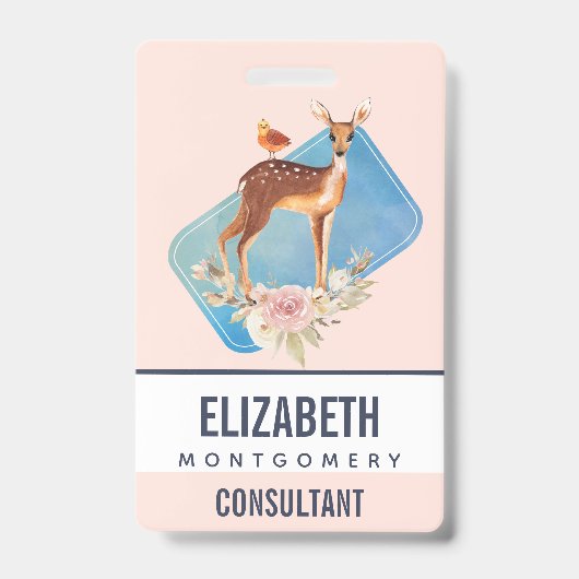 Badge Belle Doe Brown avec points blancs (Face)