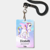 Badge Belle licorne avec Rainbow Mane & Tail (Front with Lanyard)