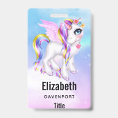 Badge Belle licorne avec Rainbow Mane & Tail (Back)