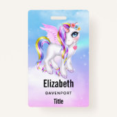 Badge Belle licorne avec Rainbow Mane & Tail (Devant)