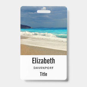 Badge Belle Mer Bleue Turquoise Photographie Tropicale