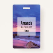 Badge Belle photo côtière du coucher de soleil (Dos)