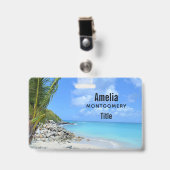 Badge Belle Plage Tropicale Turquoise (Avant avec clip)