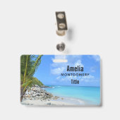 Badge Belle Plage Tropicale Turquoise (Arrière avec clip)