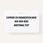 Badge Bénévole avec ID de logo personnalisé (Dos)