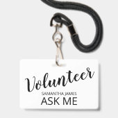 Badge Bénévole Demandez Mon Nom (Avant avec lanière)