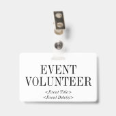 Badge "BÉNÉVOLE D'ÉVÉNEMENT" Vintage (Arrière avec clip)