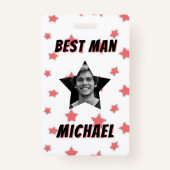 Badge Best Man Custom Photo in Star Wedding (Devant)