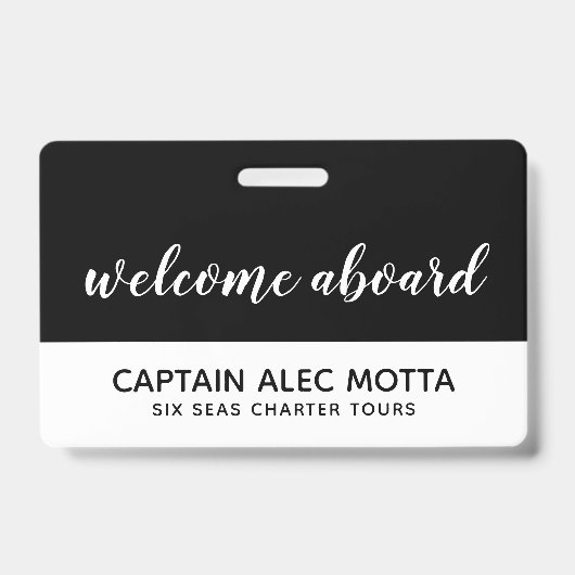 Badge bienvenue à bord du script (Avant)