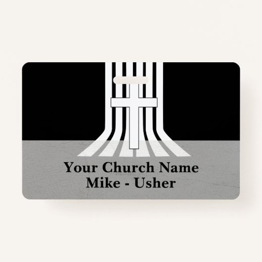 Badge Bienvenue Black White Christian Church Usher (Devant)