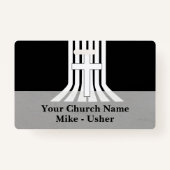 Badge Bienvenue Black White Christian Church Usher (Dos)