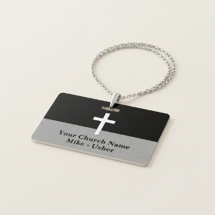 Badge Bienvenue Black White Christian Church Usher