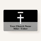 Badge Bienvenue Black White Christian Church Usher (Dos)