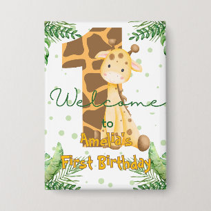 Badge Bienvenue pour le 1er anniversaire de la girafe mi