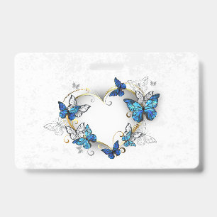 Badge Bijou Cœur avec Papillons Morpho