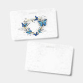 Badge Bijou Cœur avec Papillons Morpho (Avant & arrière)