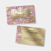 Badge Bijoux Sparkle Zebra Gold Rose (Recto et verso)