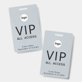 Badge Billet d'accès VIP à tous les événements Simple Lo (Avant & arrière)