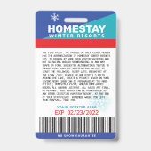 Badge Billet d'ascenseur sur mesure pour ski SPOOF Winte (Dos)