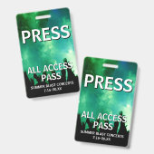 Badge Billet de concert PRESS All Access Pass (Avant & arrière)