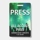 Badge Billet de concert PRESS All Access Pass (Arrière)