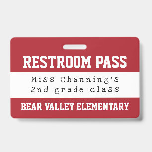 Badge Billet pratique de salle de bain de l'école rouge