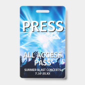 Badge Billet PRESS All Access Pass pour l'événement de c (Arrière)