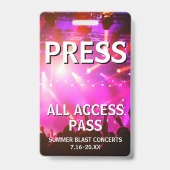 Badge Billet PRESS All Access Pass pour l'événement de c (Arrière)