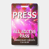 Badge Billet PRESS All Access Pass pour l'événement de c (Avant)