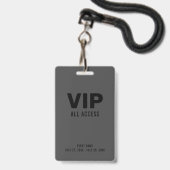 Badge Billet VIP Accès Illimité Black Gray Event (Avant avec lanière)