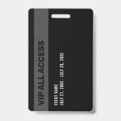 Badge Billet VIP Accès Illimité Black Gray Event (Arrière)