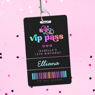 Badge Billet VIP Anniversaire Karaoke Neon Glow Fête Per