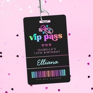 Badge Billet VIP Anniversaire Karaoke Neon Glow Fête Per