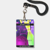 Badge Billet VIP Bowling Anniversaire Lumière Bol (Avant avec lanière)