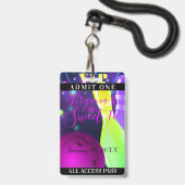 Badge Billet VIP Bowling Glow Anniversaire Lumière (Arrière avec lanière)