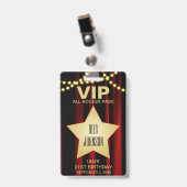Badge Billet VIP Étoile d'Or Hollywood (Avant avec clip)