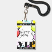 Badge Billets VIP Fête Rétro BD Douze ans sucrés (Arrière avec lanière)