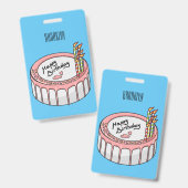 Badge Birthday cake cartoon illustration (Avant & arrière)