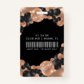 Badge Black and Rose Gold Personnalisable VIP All Access (Dos)