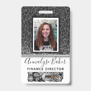 Badge Black Cheetah Parties scintillant Employé Infirmiè