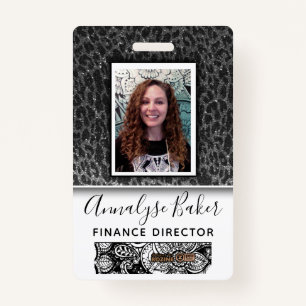 Badge Black Cheetah Parties scintillant Employé Infirmiè