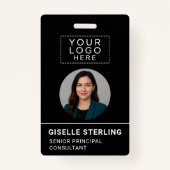 Badge Black Company Photo ID Logo Name Tag Custom  (Devant)
