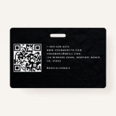 Badge Black Elegant Modern Business Entreprise Photo QR (Dos)