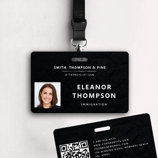 Badge Black Elegant Modern Business Entreprise Photo QR
