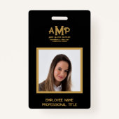 Badge Black Gold 3 Lettre Monogramme Logo Employé (Devant)