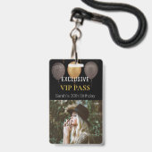 Badge Black Gold Anniversaire Photo Custom Pass VIP (Front with Lanyard)