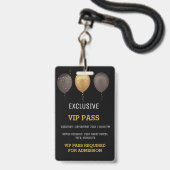 Badge Black Gold Anniversaire Photo Custom Pass VIP (Back with Lanyard)