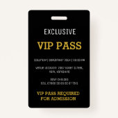 Badge Black Gold Bachelorette Party Pass Invitations VIP (Dos)