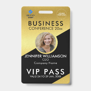 Badge Black Gold Business Conference Exposition ID photo